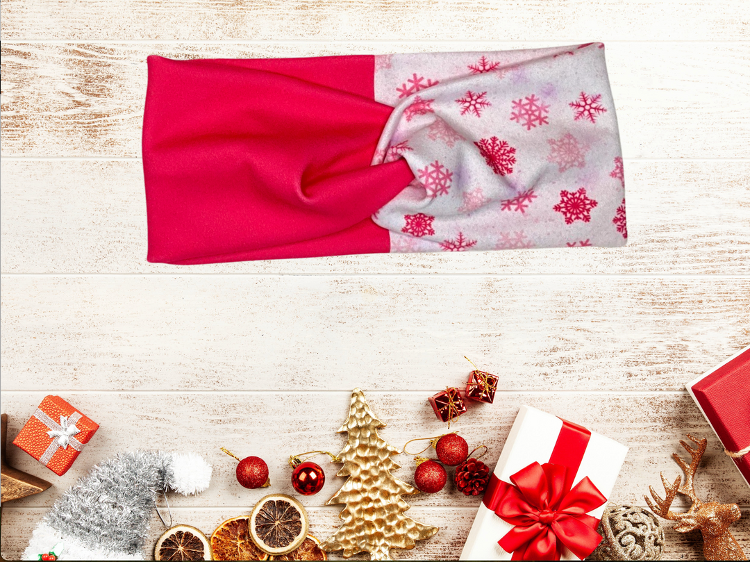 Pink Snowflakes twist headband