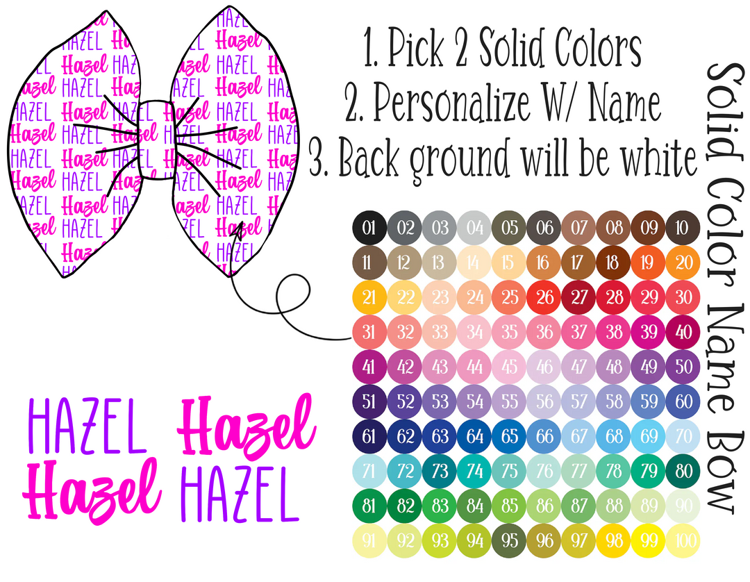 Solid Color Name 2 Font Chart