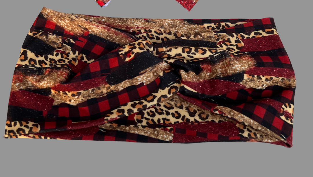 christmas cheetah twist headband