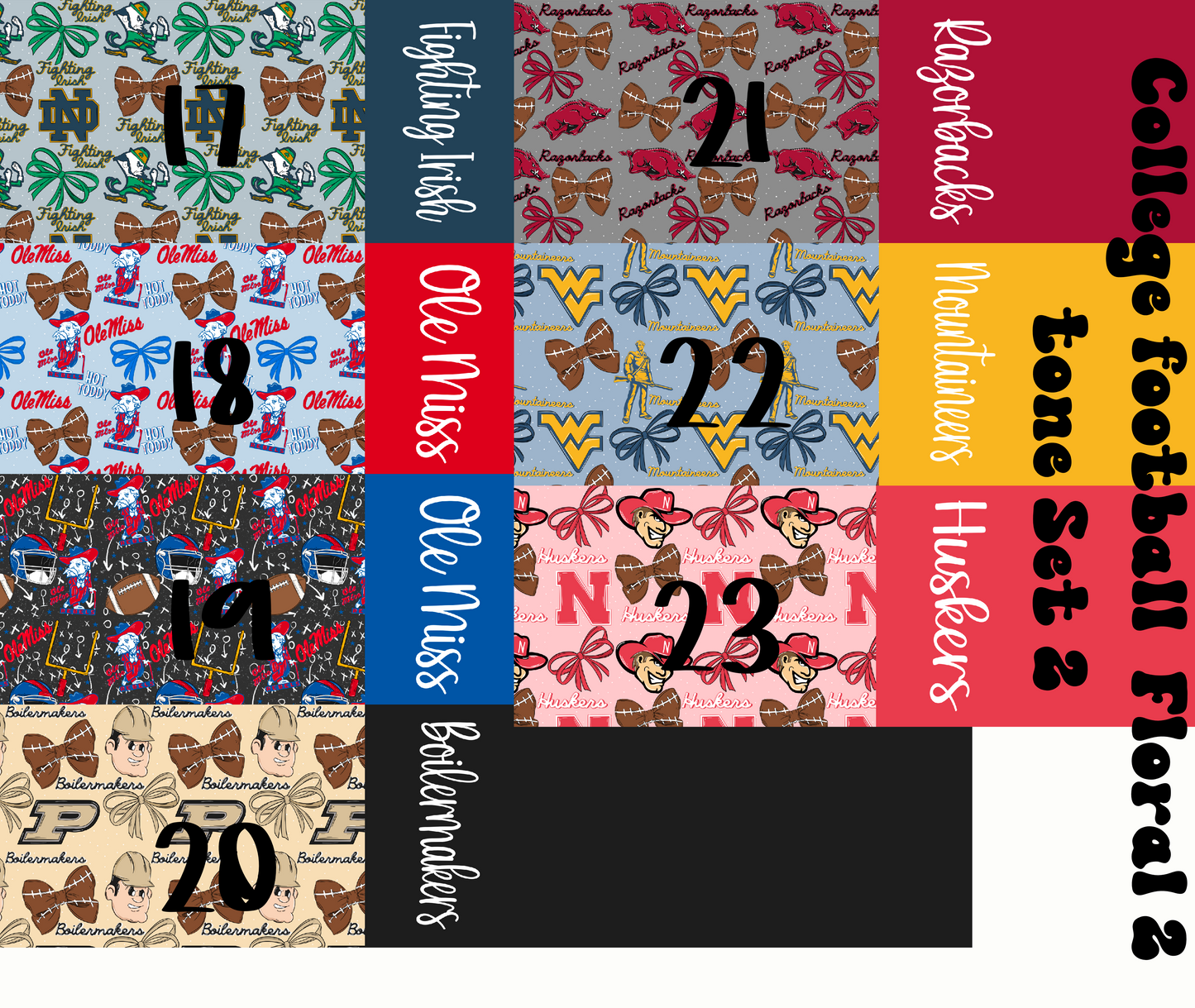 2 tone Floral Bow Football Schools Bundle Set 2 POD