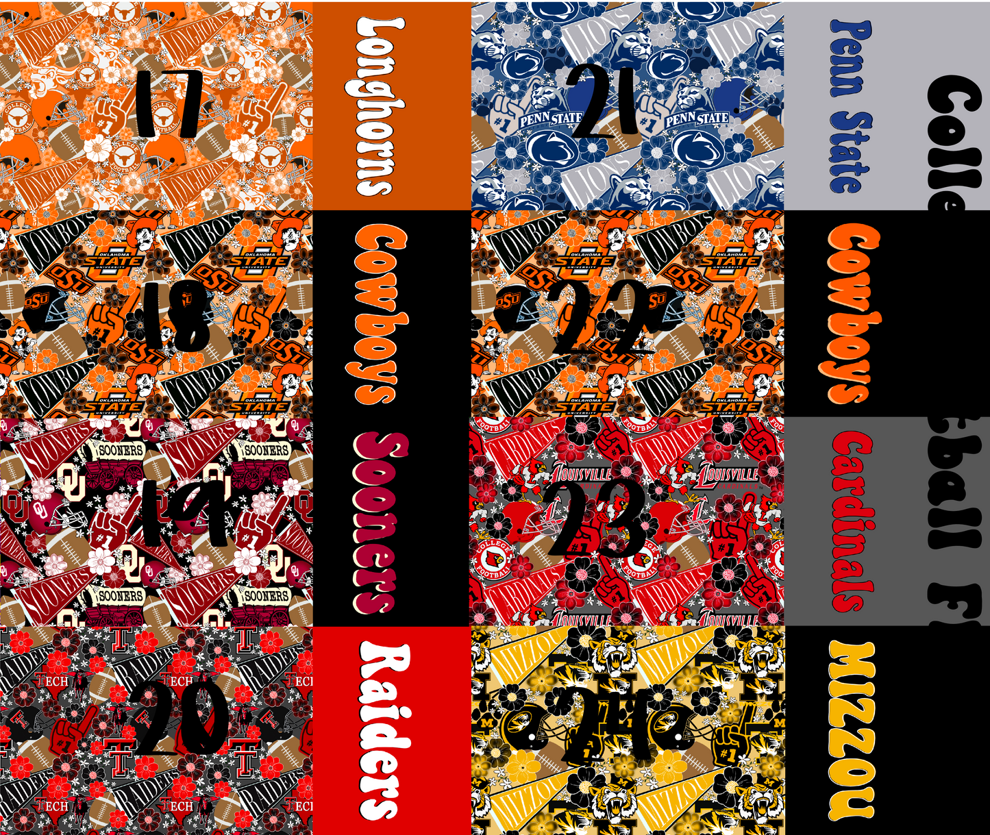 2 Tone Football Floral School Bundle POD