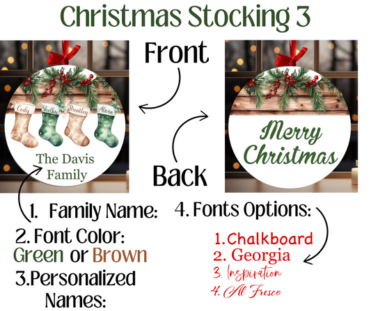 3 Christmas Stockings green bundle PREORDER