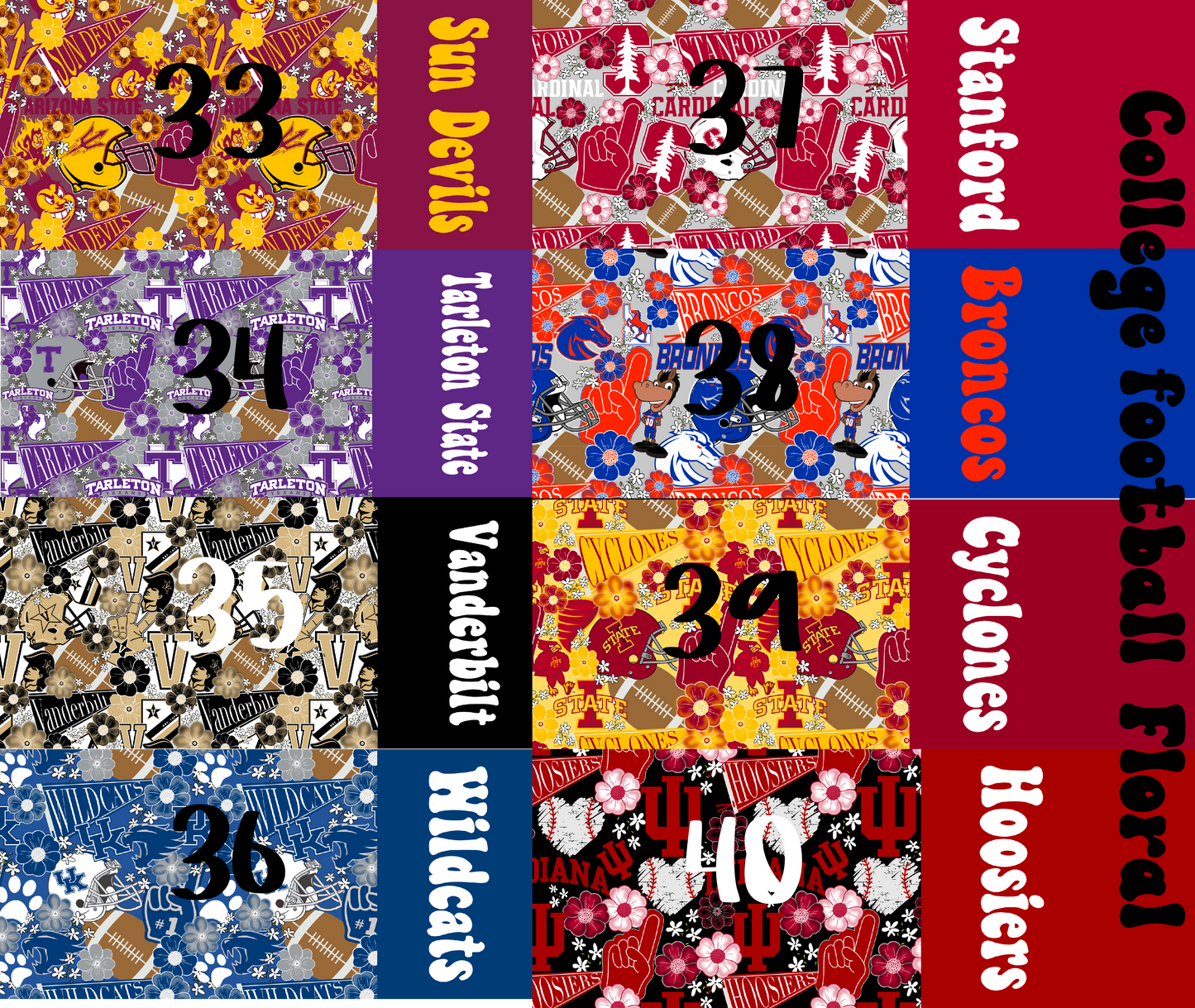 2 Tone Football Floral School Bundle POD