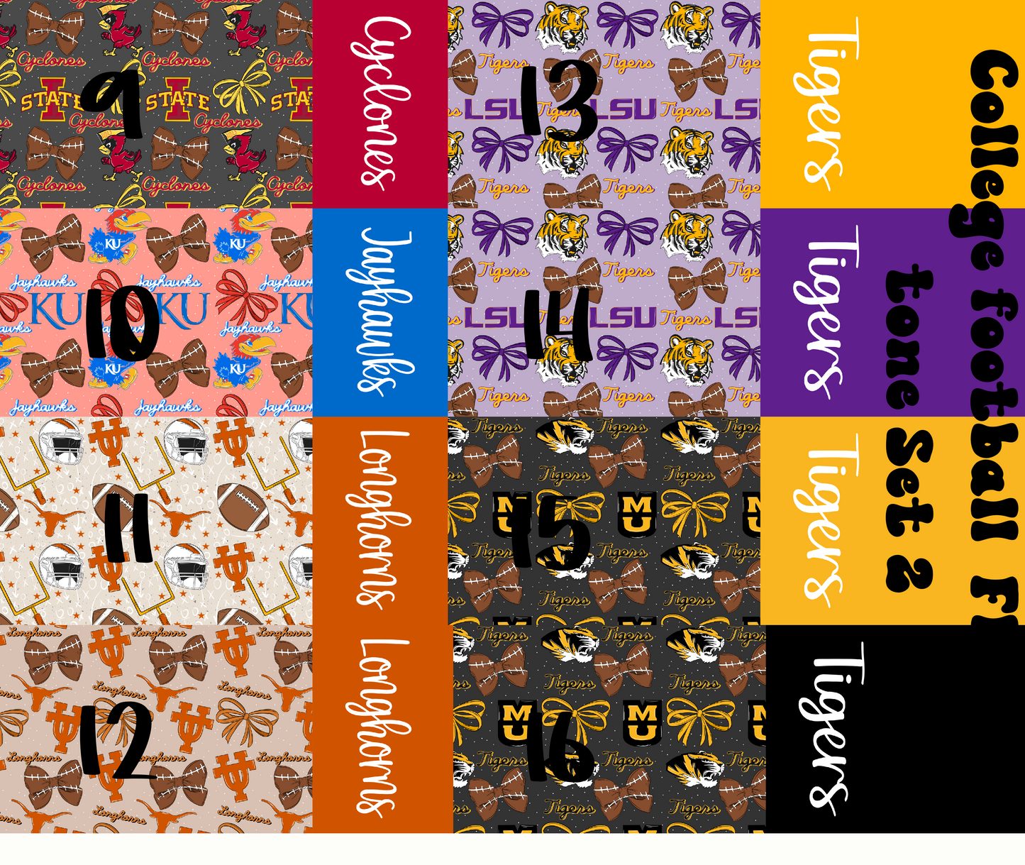 2 tone Floral Bow Football Schools Bundle Set 2 POD