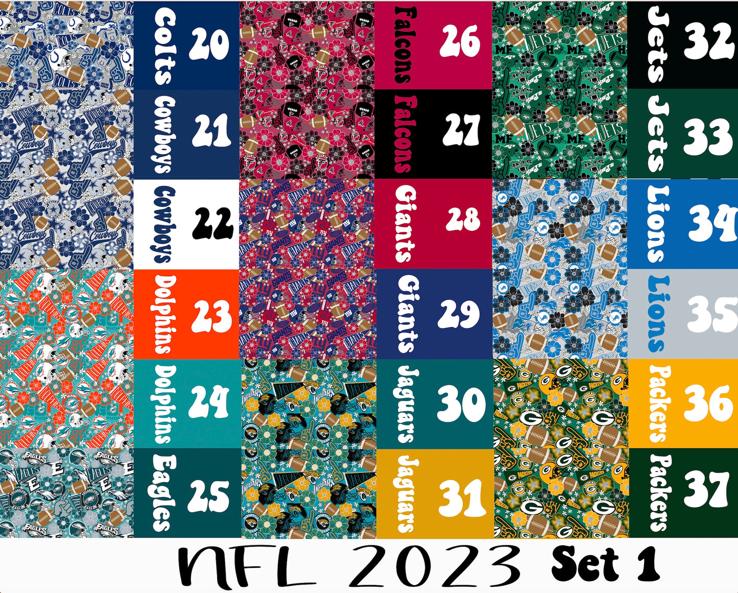 2 Tone Floral Football Team Names Bundle 2023 POD