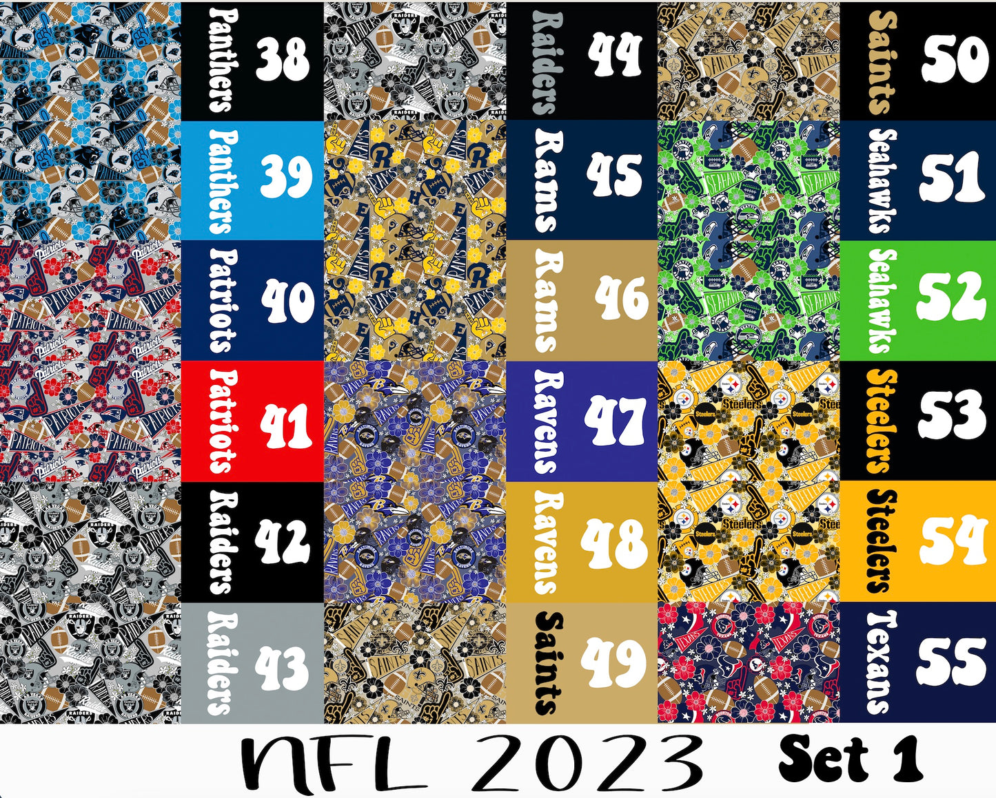 2 Tone Floral Football Team Names Bundle 2023 POD