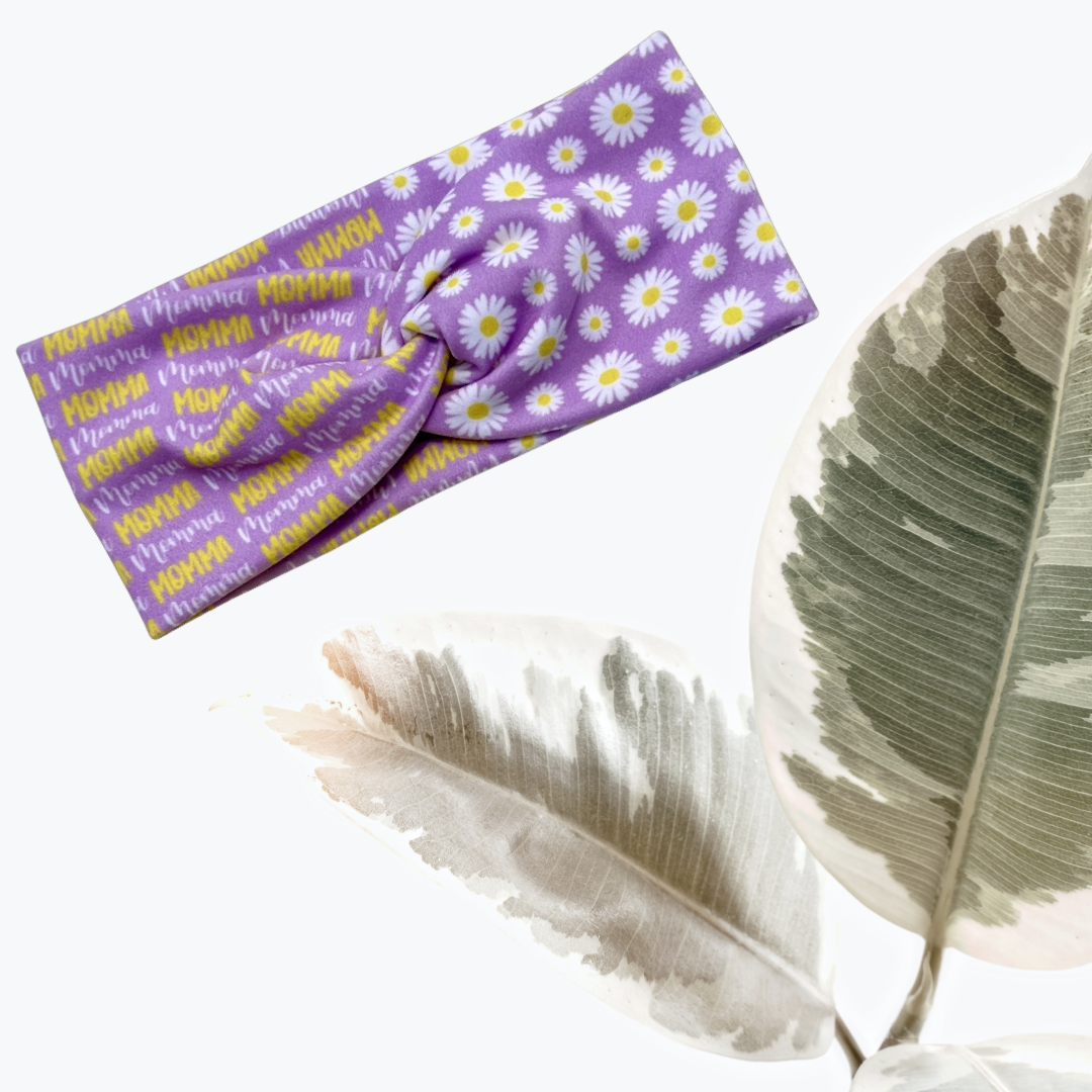 Floral momma purple twist headband