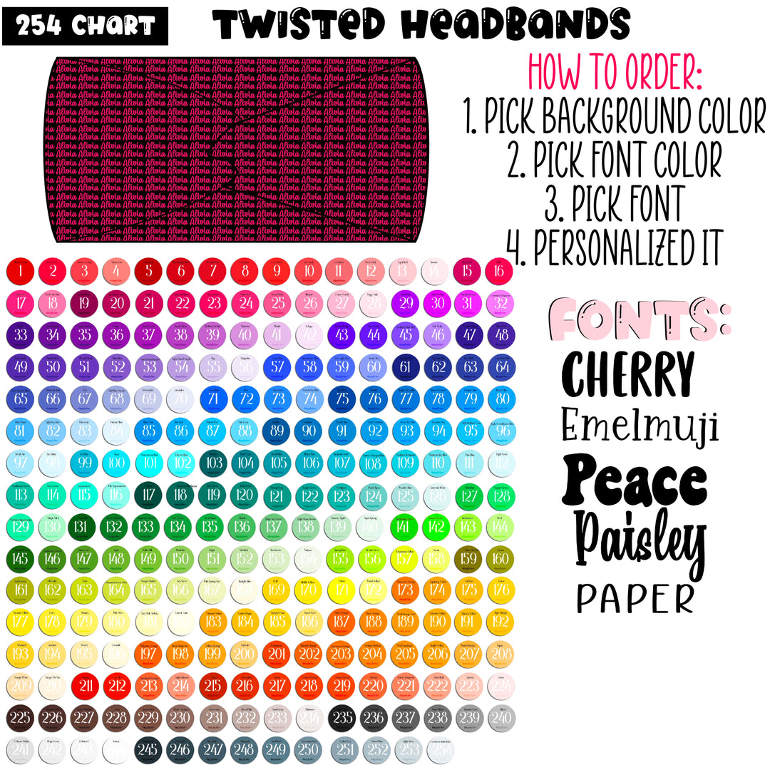 Personalized Twisted Headband Strips One Font 9x18