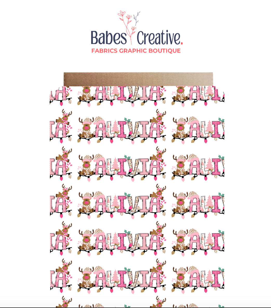 Christmas Pink Reindeer Name File