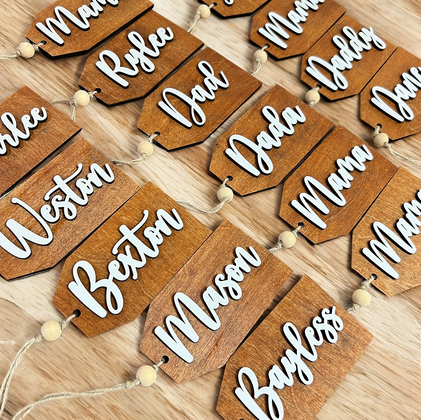 Wood Stocking Name Tags-Closing 12/9/24