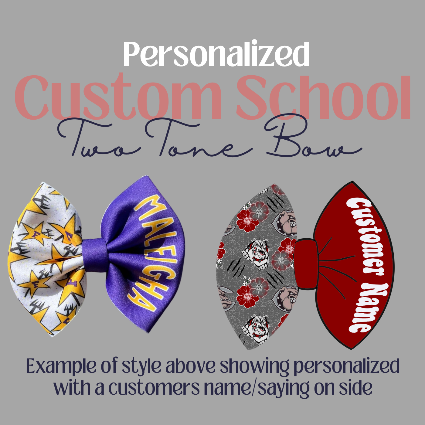 2 Tone Custom School Bows (Personalized) READ DESCRIPTION